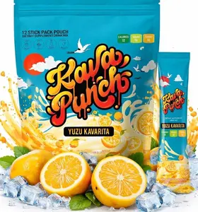 Kava Drink Mix Powder – Noble Kava Relaxation Drink, Alcohol Alternative with Buzz, Calming Packets, 12 Servings Pouch, Yuzu Flavor