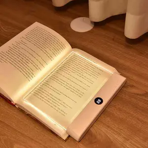 Book Light, Rechargeable Clear LED Flat Reading Light with Timer & Dimmable Panel | Full Page Book Lamp for Night Reading in Bed | Portable Eye‑Caring Light for Readers