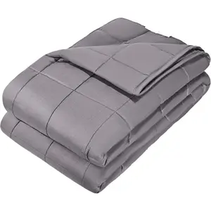 VEVOR Weighted Blanket 80 x 87 inch - King Size, 25 lbs Heavy Blanket with Cooling Glass Beads, 100% Cotton Soft & Breathable Weighted Blankets for Adults 250-310 lbs, Ideal Gift Choice (Grey)