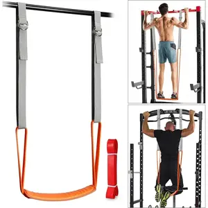 Pull-Up Assistance Bands - Full-Body Training for Pull-Ups, Chin-Ups, and Mobility Exercises with Adjustable Knee/Foot Rest & Double D-Ring Buckles