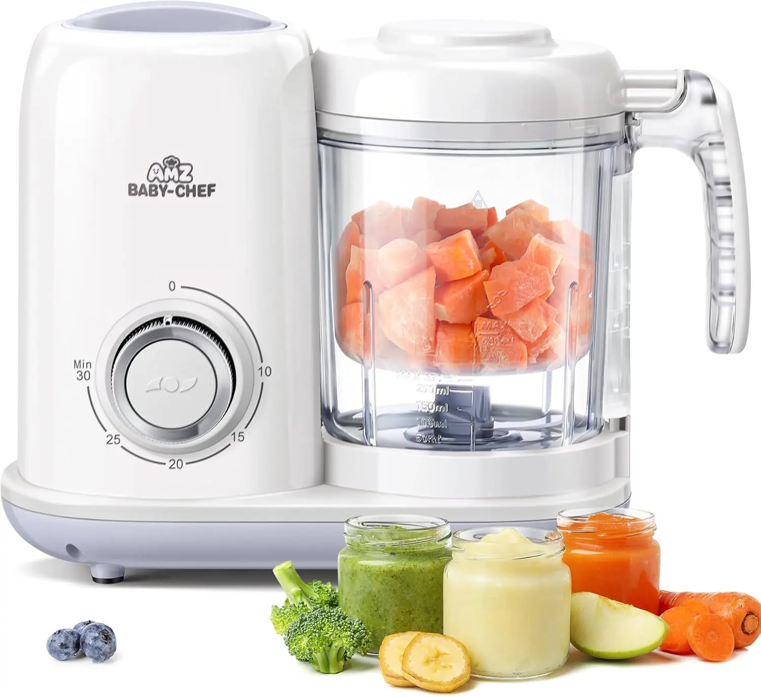 Baby Food Maker, 4 in 1 Baby Food Processor and Steamer, Puree Blender, Multifunctional Baby Puree Maker, Dishwasher Safe (White) BFM001 auto cooking