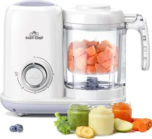 Baby Food Maker, 4 in 1 Baby Food Processor and Steamer, Puree Blender, Multifunctional Baby Puree Maker, Dishwasher Safe (White) BFM001