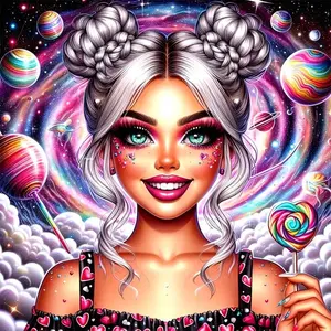 5D Diamond Arts Colorful Painting Kit, 1 Set Cute Girl Pattern DIY Diamond Arts Colorful Painting without Frame, Handmade Art Crafts for Home Decor