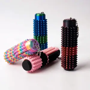 Little Ouchies Grippie 5-in-1 Design for Stress Relief, Button Clicks, Spinners, Portable Stim Tool,Spiky Grippie Stim, 3D Printed Toys Pain Stim Fidget, Pocket Mini Fidget Toy for Adults Novelty Gifts,Grippie stim keychain