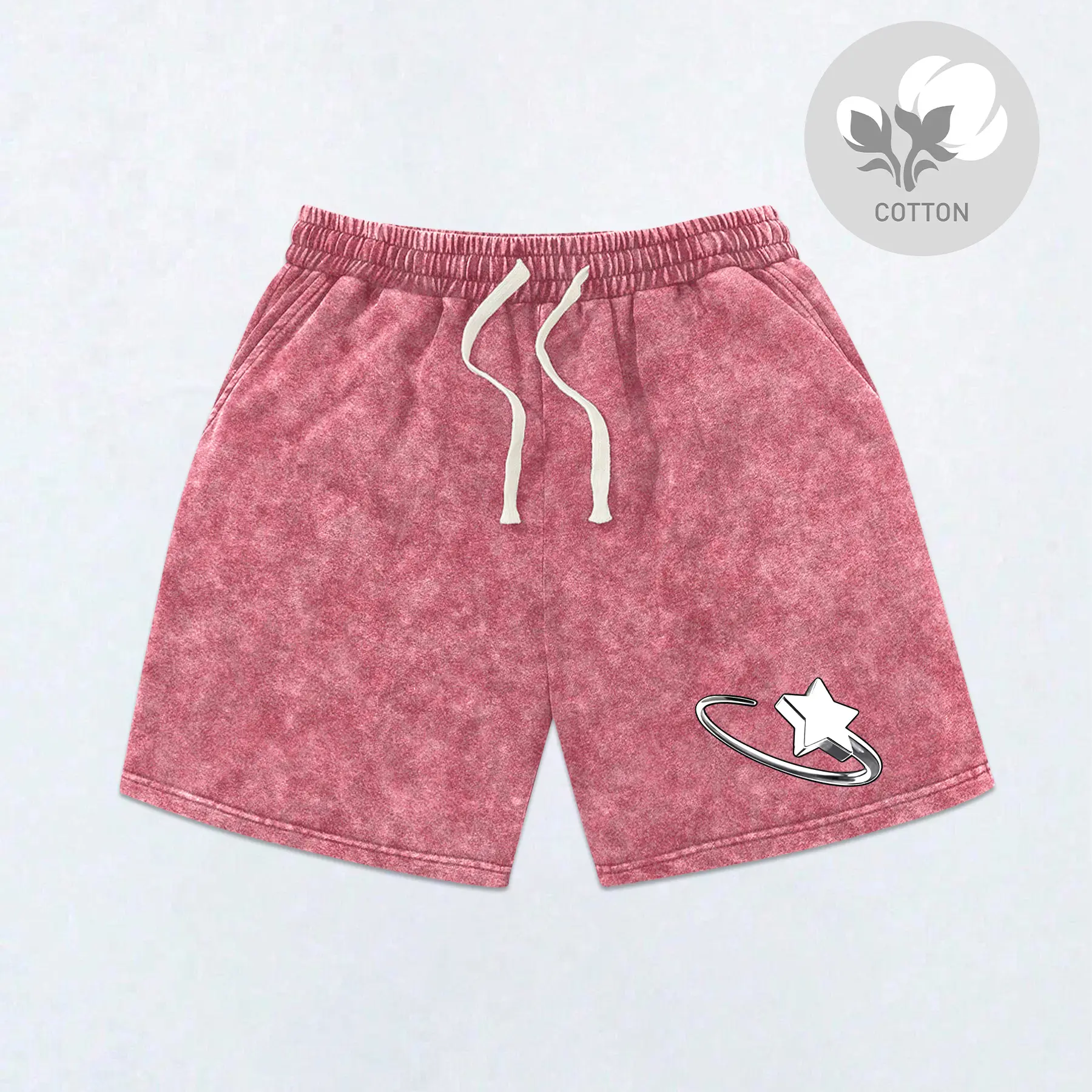 Men's fashionable pure cotton sports and leisure shorts, trendy street Y2K fried flower personalized design, American ring star printing, comfortable fabric, breathable and skin-friendly, surfing basketball, shorts suitable for all seasons, boutique for b
