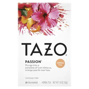 Tazo Passion Tea Bags, 20 ct Herbal Fruit Beverage organic teas