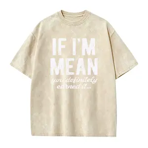 Women's Sassy "If I'm Mean You Definitely Earned It" Ribbed Seamless Smooth Solid Short-Sleeve Round Neck Casual T-Shirt - Machine Washable, Breathable Spring Summer Outfits Top