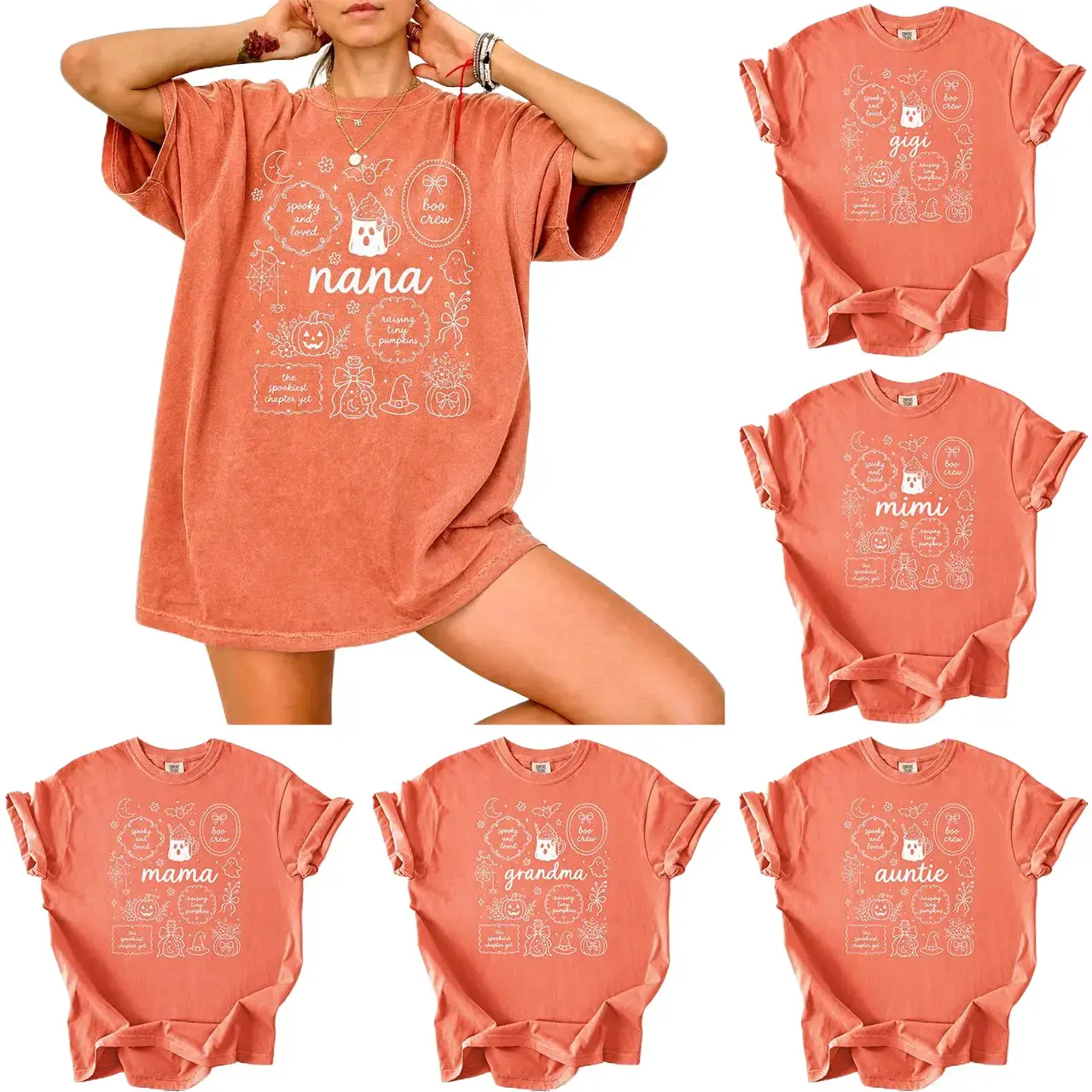 Personalized Comfort Colors Floral Nana Shirt, Floral Grandma T-Shirt, Custom Halloween Gift, Mama Mommom Mimi Gigi Grammy Nanny Fall Shirt