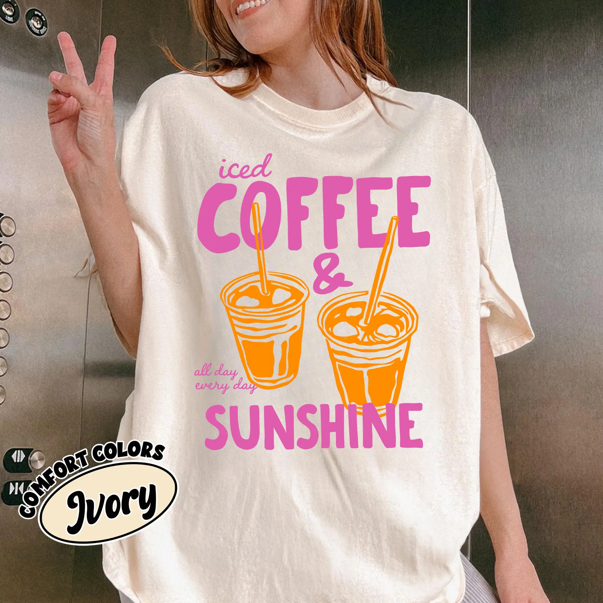 Iced Coffee and Sunshine Shirt, Iced Coffee Shirt, Coffee Lover Gifts, Summer Tshirt, Summer Vibes Shirt, Coffee TShirt, Comfort Colors Tee