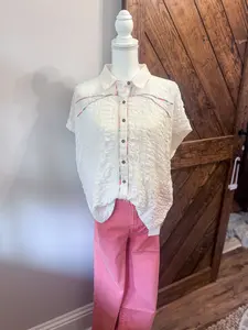 Textured Button Down Top - Durable Fabric, Comfortable Fit, Versatile Style, Ideal for Everyday Wear Casual Shirts