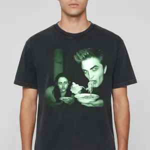 Twilight Saga Edward & Bella Spaghetti in the Woods Funny Vintage Shirt, Pigment Dyed Comfort Colors Tee, Heavyweight Soft Cotton Unisex Graphic T-Shirt, Relaxed Fit Oversized Crew Neck, Trending 90s Vibe Streetwear, Cozy Aesthetic Gift for Men Women
