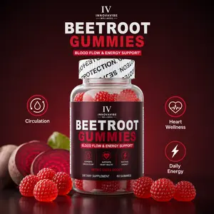 INNOVAVIBE Edible Beetroot Dietary Supplement Gummies with Vitamin C-B12, Nitric Oxide Support for Healthy Circulation & Daily Energy, Berry Flavor, Vegan, Non-GMO, 60 Count, Healthcare & Fitness Friendly