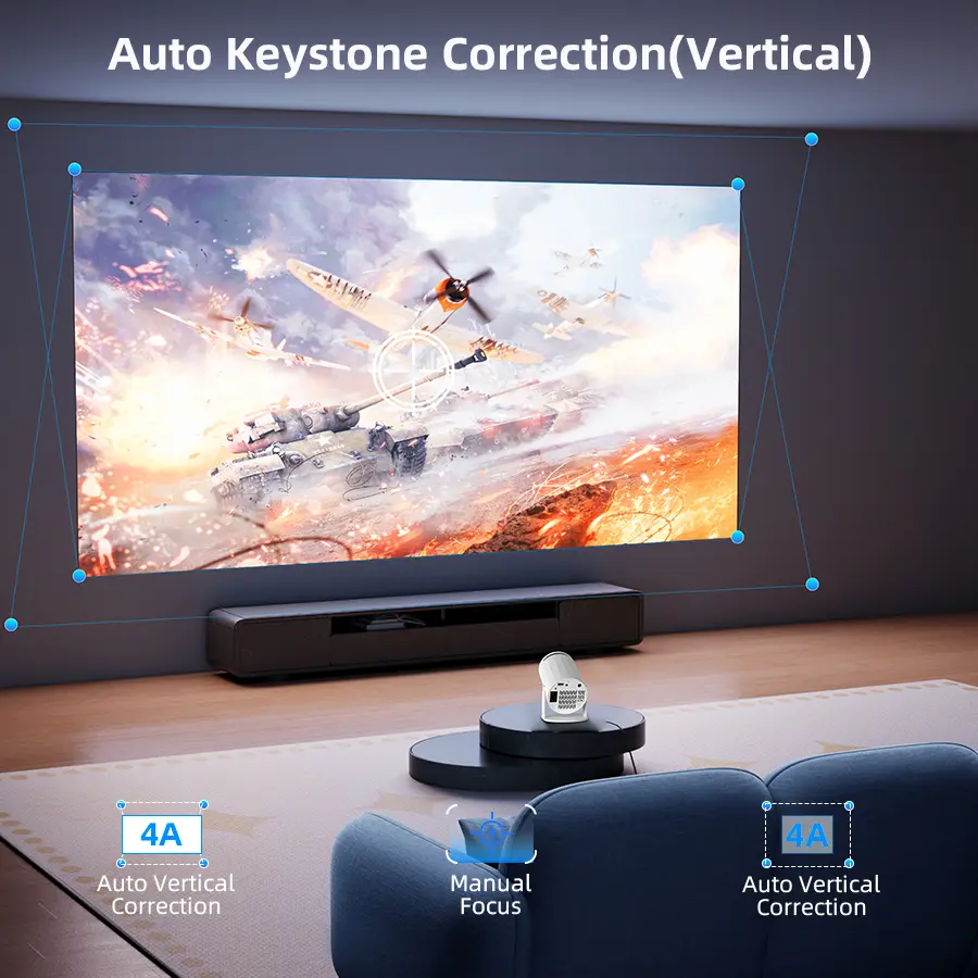 XBJ Portable Projector 2.4/5G WiFi Smart Projector, 270° 1280*720P