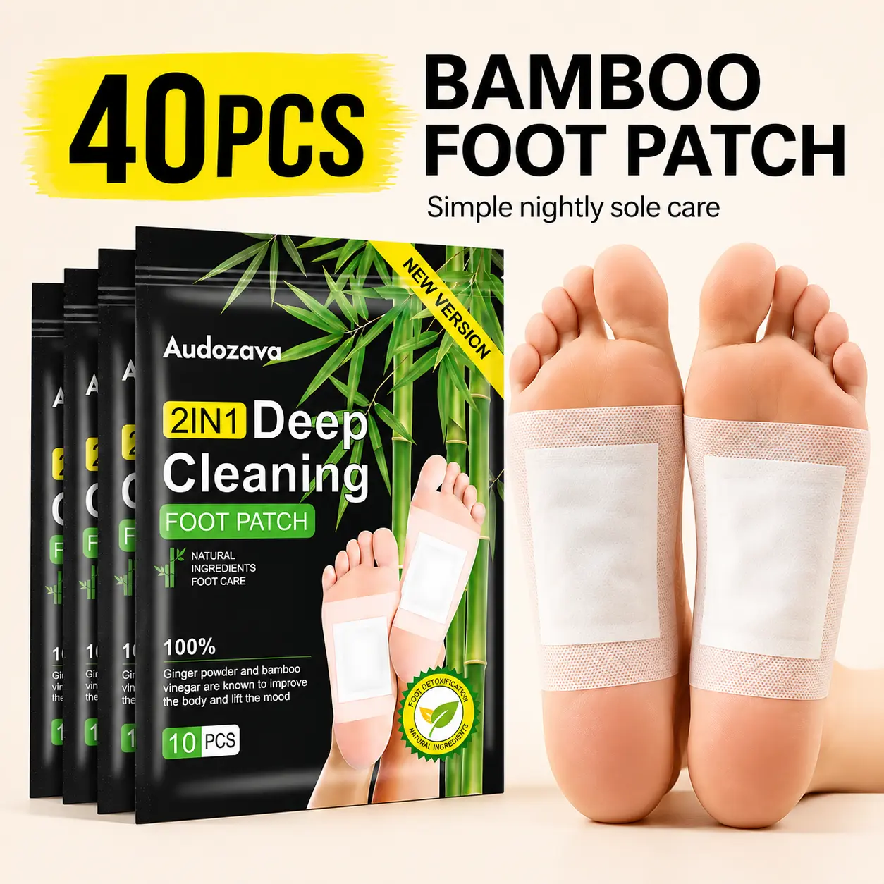 Herbal Foot Detox Patches - Adhesive Patches Stay Put Overnight, Essential Herbs Blend (Ginger, Turmeric, Peppermint), Stress Relief, Toxin Removal, Better Sleep, Arch-Centered Placement Targets Soles, Fits Travel Kits Easily, Self-Care Gift