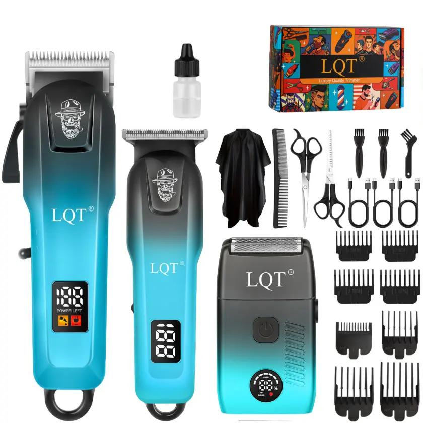 LQT 3-in-1 Hair Clipper Kit - Professional Barber Set with Trimmer & Shaver, 700g Youth Men's Grooming Kit for At Home Haircut & Hair Styling, USB Port Rechargeable with LED Display biknini trimmer clippers for men