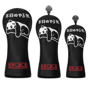 Japan Bear Pattern Golf Head Cover, Durable Protective Case for 1-Wood, 3-Wood, 5-Wood, Ut Wood, Stylish Design, Golf Accessories