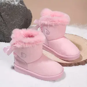 -Lined Thick Warm Shoes, Thick-Soled Comfortable Fashion Kids' Short Snow Boots, Children's Shoes, Seasonal -Lined Warm Boots Toddler Princesses