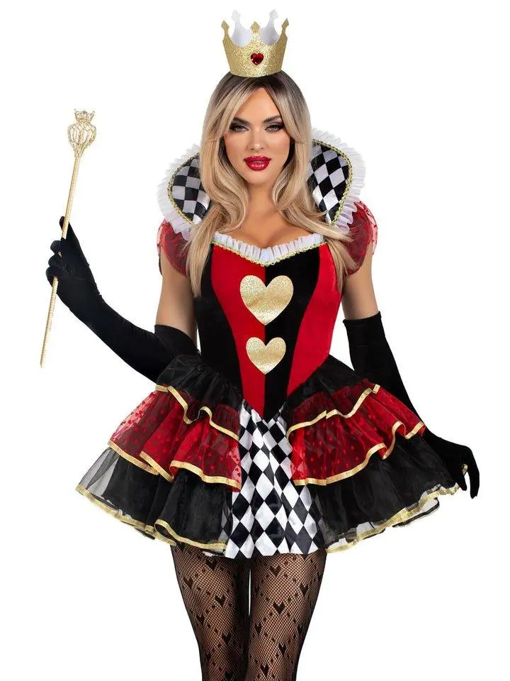 open lace back dress Descendants: The Rise of Red Cosplay Costume Queen of Hearts Red Dress   ACcosplay