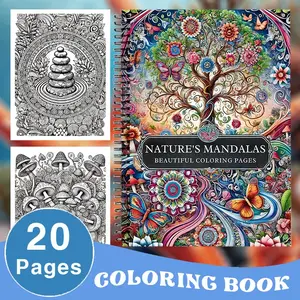One adult mandala dream mushroom coloring book, double helix binding, A4 paper, creative and relaxing, suitable for holiday and birthday gifts, party gifts, Christmas gifts, drawing and art.