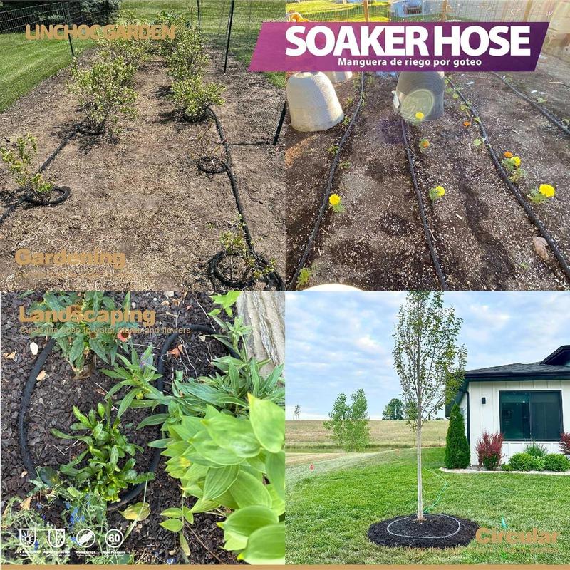 LICNCHOC GARDEN Soaker Hose 10ft,1/2 INCH Flexible Durable Garden Hose for Efficient Watering, Leak-Proof Design 100% Recycled Rubber,Ideal for Lawns,Gardens & Flower Beds