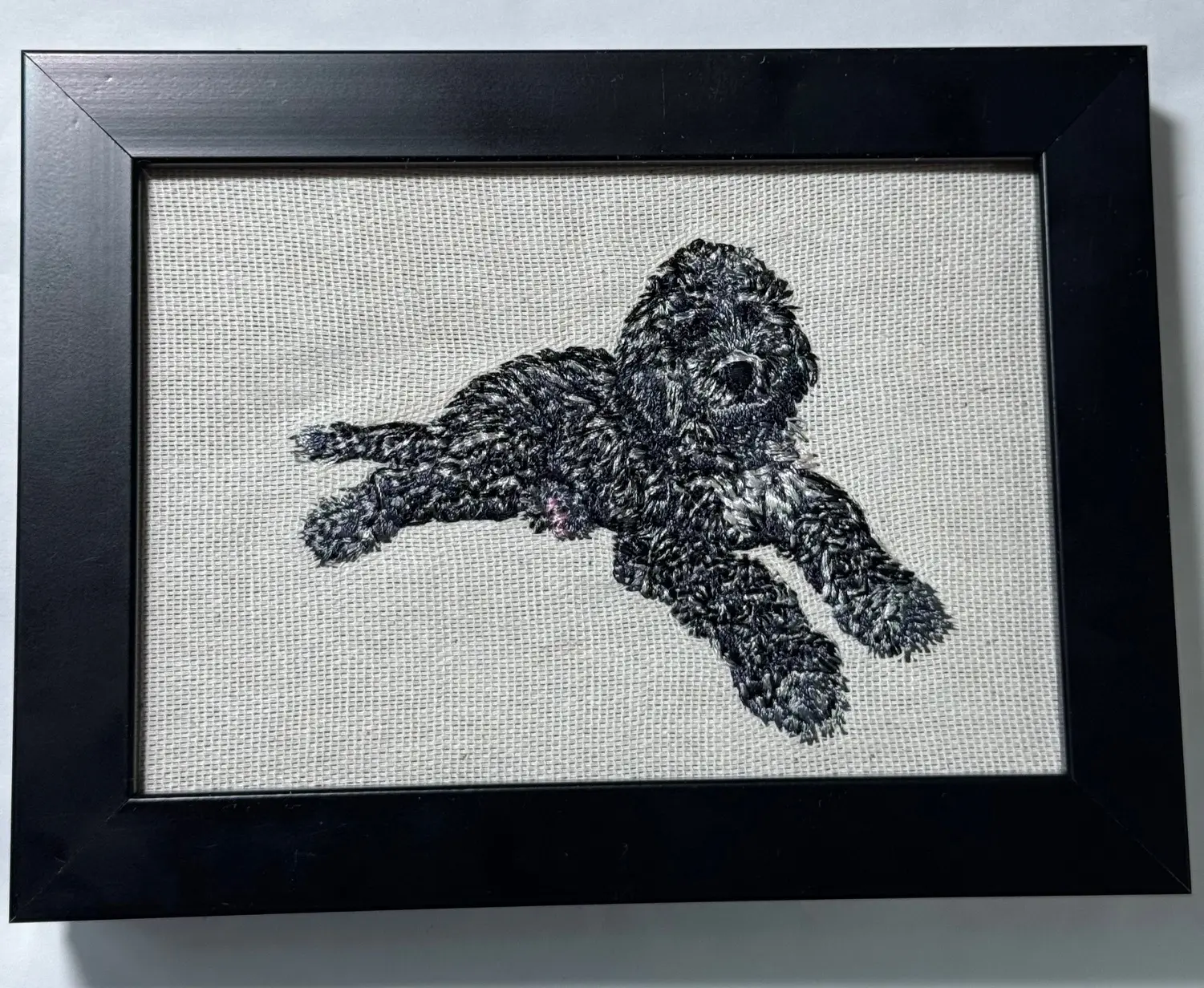 Merle Poodle Doodle Machine-Embroidered Framed Plaque, Unique Canine Charm Tabletop Decor Gift for Home or Office, Other Dog Breeds & Designs Available