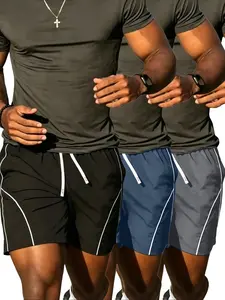Men's Relaxed Straight Athletic Shorts, Quick-Dry Lightweight Casual Active Shorts with an Elastic Waist, Curved Piping, and Adjustable Drawstring for Gym Sports