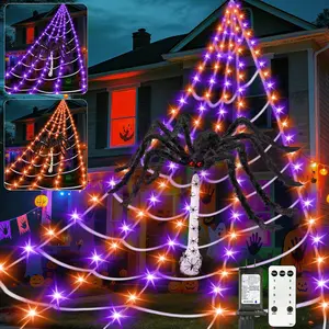 20FT Giant Halloween Spider Web with 300 LED Lights 8 Flashing Modes Plug In Indoor Outdoor Yard Garden Party Decor TikTok Shop