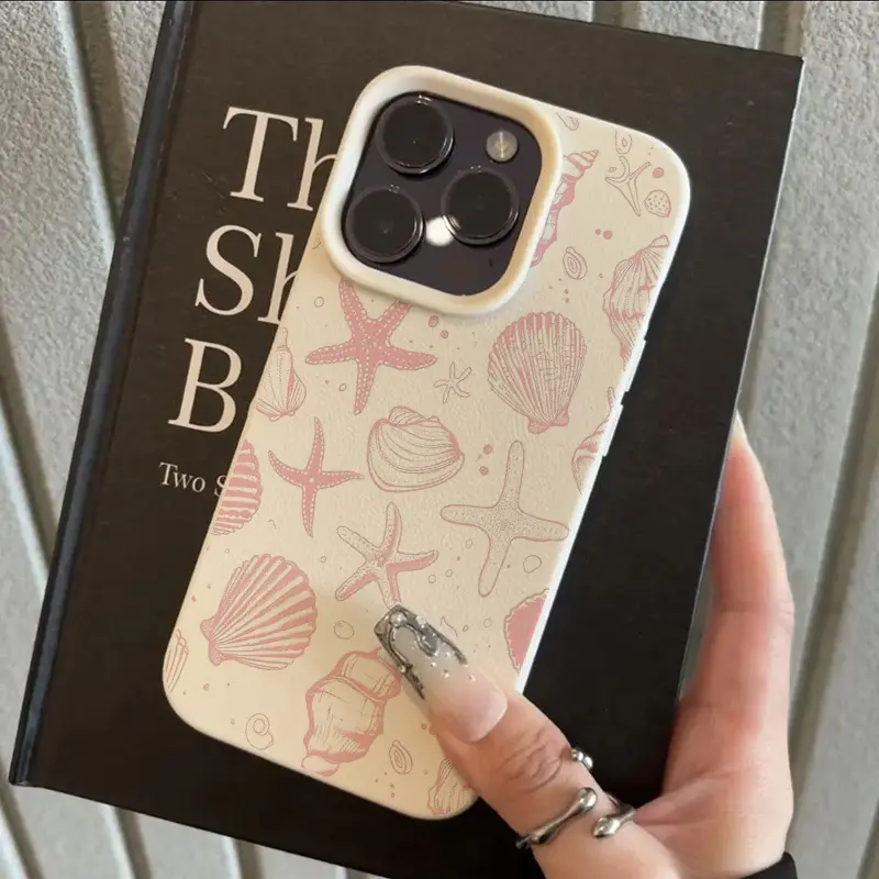 Pink Starfish Shell Soft Plastic-TPU Pattern Protective Smartphone Case - Durable, Shockproof, Anti-Drop Protector for iPhone 11/12/13P/14/15/16 Plus/16 Pro Max, Stylish Mobile Accessory, Accessories