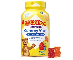 Gummy Vites Daily Kids Multivitamins Assorted Fruit Flavors for Ages 2+ Toddlers & Kids, Gummy Vitamin with Vitamin C and D, 95-190 Day Supply, 190 Gummies