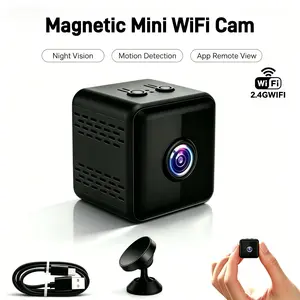 Portable 2.4GHz WiFi Smart Security Camera with Magnetic Mount, USB Rechargeable, Night Vision, Motion Detection, App/Phone Remote Viewing, SD/Cloud Storage, Recording & Monitoring for Home, Office