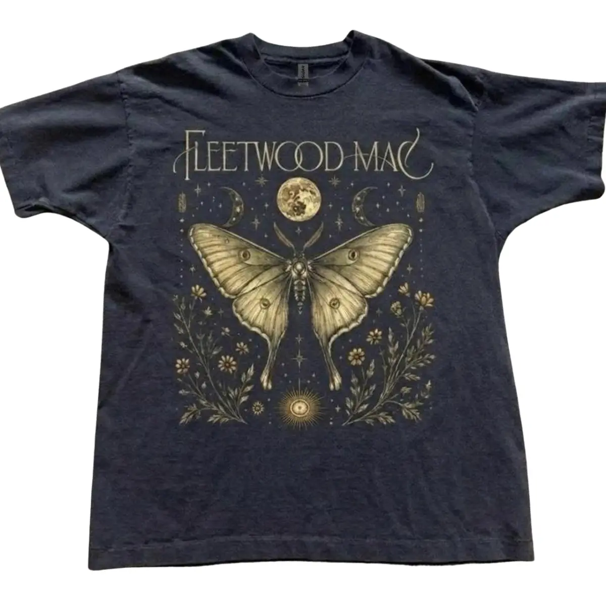 Gildan Men's and Women's T-shirt, Vintage Fleetwood Mac Graphic Tee, Classic Rock Band Merch, Moon Moth Graphic Shirt, Unisex Casual Top, 70s Rock Music Apparel, Boho Aesthetic Streetwear, Concert Outfit, Cotton Tee