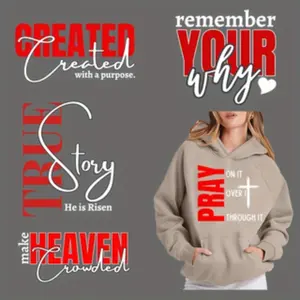 6-Piece Faith Theme DTF Transfer Stickers, Artisan Craft & Sewing Supplies, Iron-On Heat Transfer Decals, Multiple Colors Available