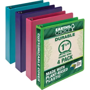 Samsill  1.5 in. Earthchoice Durable View Binder, Assorted Color - Pack of 4