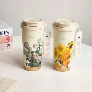 impression garden 500ml insulated mug matte surface minimalist design for personal use gift idea thermal travel cup stainless steel lid keeps hot and cold drinks all day