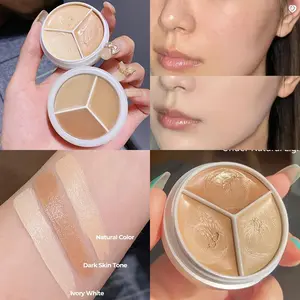 Three-Color Concealer Palette, Hydrating Texture, Long-Lasting Coverage, Waterproof and Sweatproof, Lightweight and Natural Finish