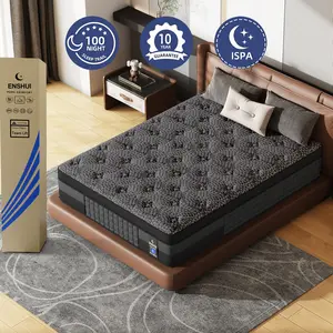 【ENSHUI】12/14 Inch Twin, Full, Queen, King Mattress Memory Foam And Spring, Hybrid MattressMedium Firmness,  For Home Rooms Hotels, Boxed Halloween ChristmasGift Furniture Ergonomic queen size mattress Interior Modern