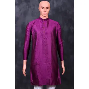 Purple Men's Diamond Pattern Kurta