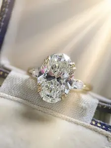 1PC Glamorous Gorgeous Oval Big Zircon Rings for Women Trendy All-match Exquisite Solitaire Ring Promise Engagement Wedding Ring Ladies Fashion Jewelry for Party Daily Dating Decor Accessories Anniversary Birthday Christmas Gift for Her