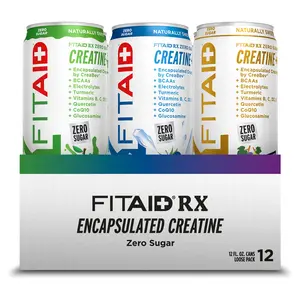 FITAID RX Zero Sugar Creatine 3 Flavor Variety Pack, Clean Sport Workout Recovery Drink with BCAAs, Glucosamine & Turmeric, 12 Pack - Drink