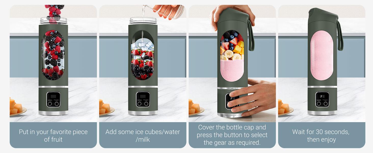 Portable Blender for Shakes and Smoothies - 500ml USB Rechargeable Personal Maker, Mini Electric Juicer Cup for Protein Drinks & Fruit Blending, Compact Travel & Home Kitchen Appliance (Home Supplies, Party Gift Option)