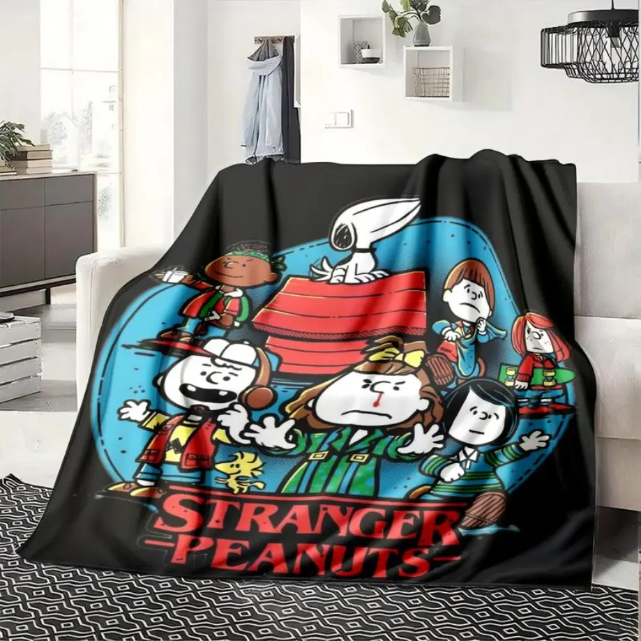 Comfortable Flannel Throw Blanket with Stranger Peanuts Print, Warm and Durable for Sofa, Office, Bed, Camping, Travel, Ideal Holiday Gift Applies to Super soft  decorative sofa/sofa/bedroom