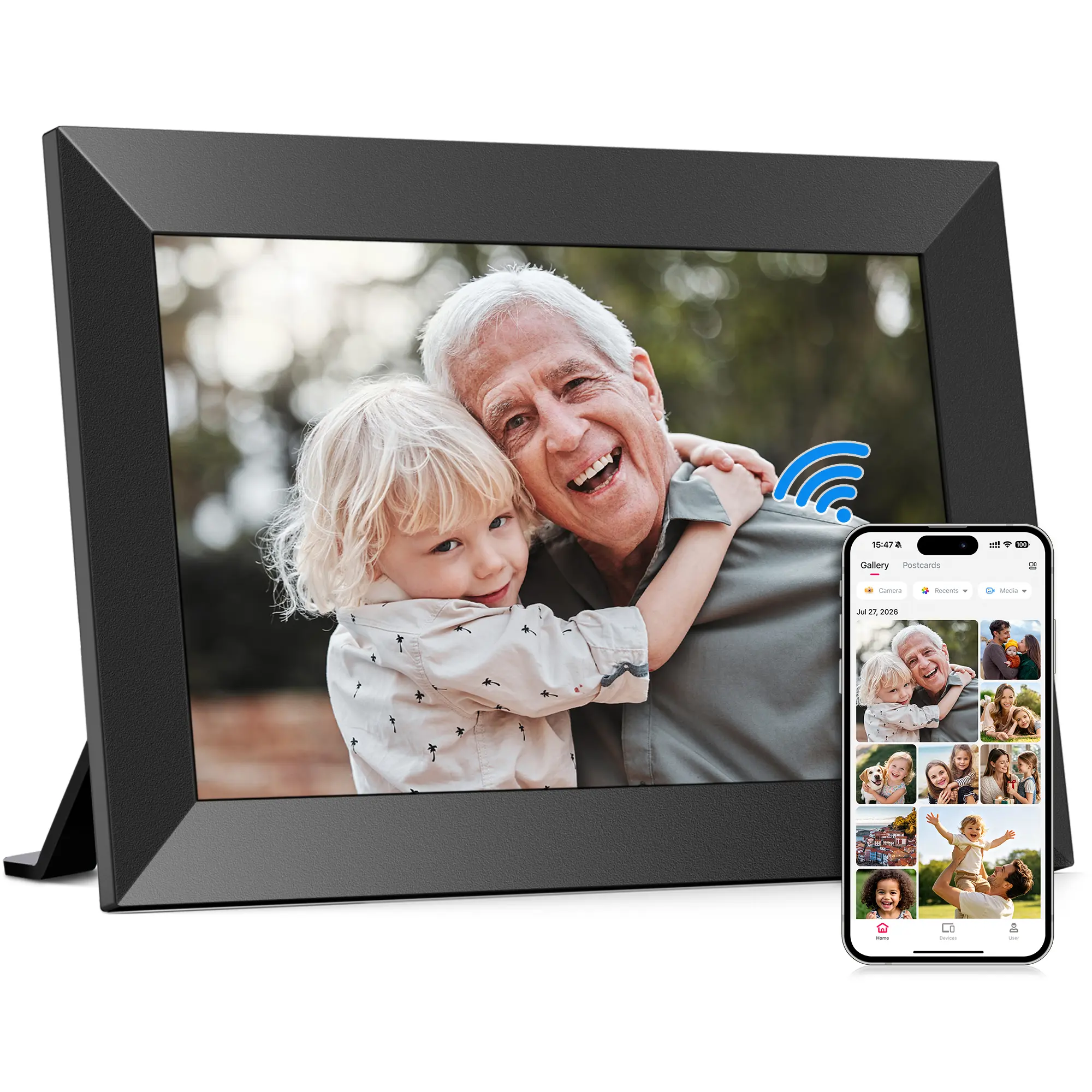 WiFi Digital Picture Frame,10.1'' Electronic Picture Frame,1280 ×800 HD IPS Touch Screen,32GB Cloud Storage & 16GB Internal Memory,Tabletop & Wall-Mounted,Share Photos and Videos Instantly via Whale Framely App,Ideal Gifts for Women Men,Parents and Family