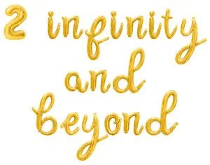 Cursive Script Letter Balloons - 2 INFINITY AND BEYOND 16" Inch Alphabet Letters Foil Mylar Balloon 2nd Birthday Party Banner