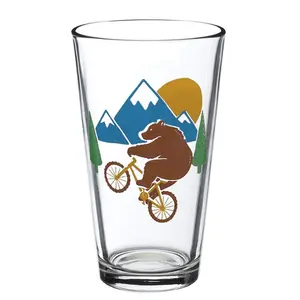 Wheelie Bear Pint Glass
