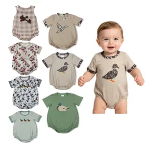 【Mother’s Day Gift】Vintage Hunting Mallard Duck Printed Baby Short Sleeve Romper Multi Styles Unisex Soft Infant Casual Daily Bodysuit, One-Piece