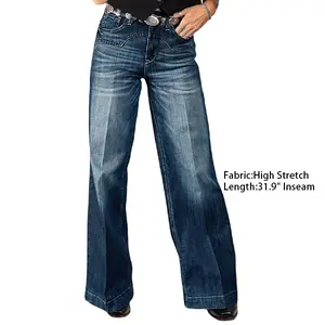 Flamingals Wash Stitch Detail Mid Rise Straight Leg Jeans Womenswear Denim