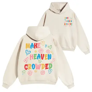 "Make Heaven Crowded" Christian Hoodie, Faith Hoodie, Color Printing, Kangaroo Pocket, Trendy Streetwear, Suitable For Everyday Wear, Women's Sweatshirt
