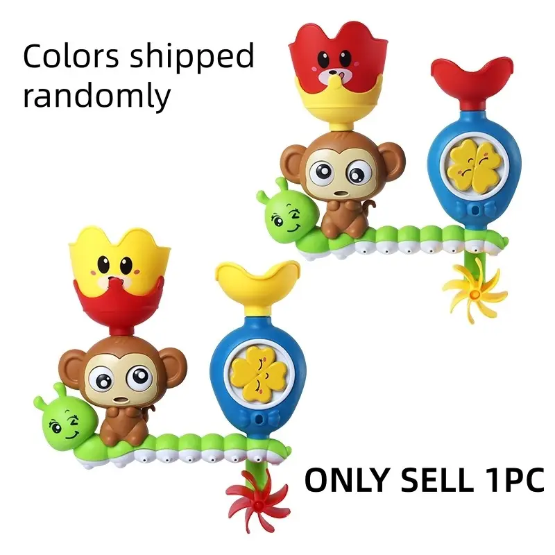 Bath Toys for Preschoolers and Newborns, Durable Interactive Multicolored Baby Toys, Cute Monkey and Caterpillar, Suitable for Toddlers and Infants (1-2-3 Years) with 2 Toy Cups and Powerful Suction Cups, Creative Bath Time Fun, Christmas Gift