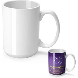 1 Set Sublimation Mugs Blank 15 oz Coffee Mugs Bulk White Ceramic Cups with Handle Tazas Para Sublimar for Coffee Latte  Milk Soup DIY Gifts