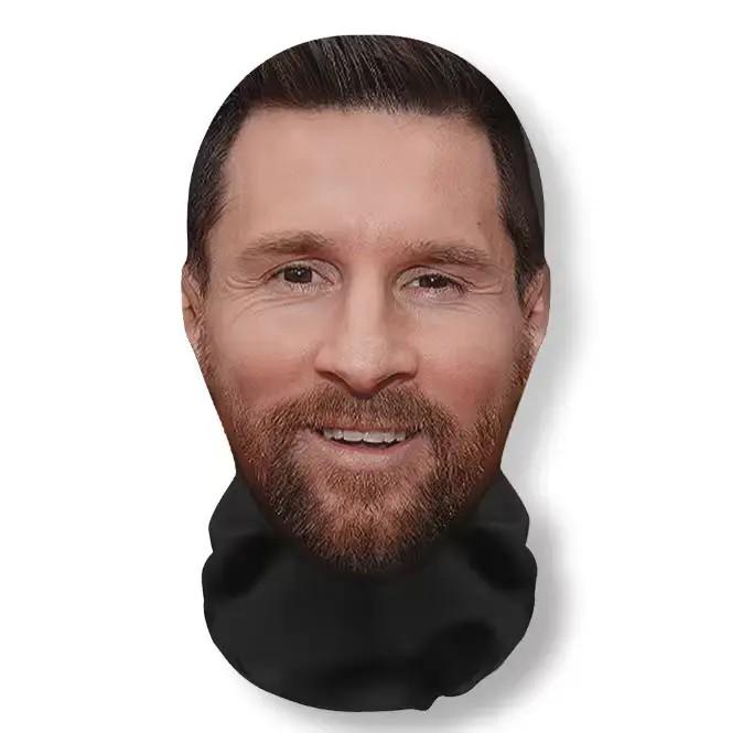Full Face Mesh Mask with Realistic Print, Comfortable & Silly Wearable for Mask Cosplay, Stretchable Costume Accessories for Soccer Fans, Gift, Halloween, Party, Party Face Masks